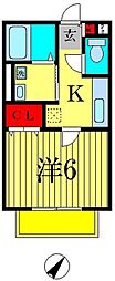 グランドール 1Kの間取図画像