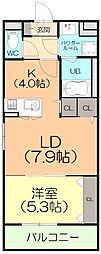 (仮)北区道場町マンション 1LDKの間取図画像