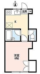 ベル・メゾン 2階1Kの間取り