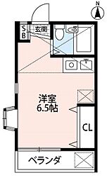 クリスタルハイツ 2階ワンルームの間取り