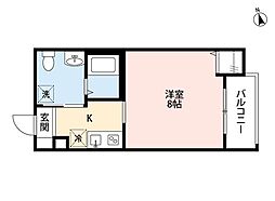 MELDIA西所沢III 3階1Kの間取り