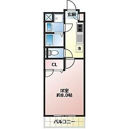 ココア 5階1Kの間取り