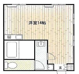 レナジア東所沢 1階ワンルームの間取り