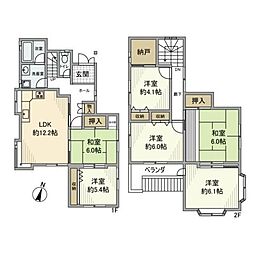 下安松戸建 6LDKの間取り