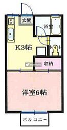 ヒダノコーポ 2階1Kの間取り