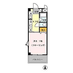 秋津中央ビル 2階1Kの間取り