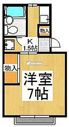 メゾン松山 2階1Kの間取り