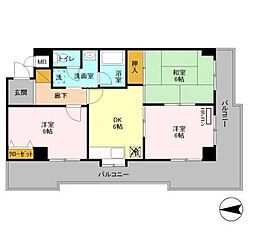 フローレンスMORITA 4階3DKの間取り