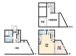 所沢ガレージハウス 1階1DKの間取り