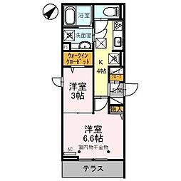 スリーカントリー 1階2Kの間取り