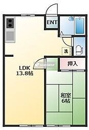 アンソレイユ新所沢 1階1LDKの間取り