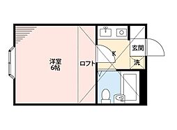 ハイツライラック 1階1Kの間取り