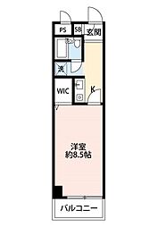 レジデンス106 8階1Kの間取り