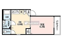 ドルチェテラス川越南大塚 3階1Kの間取り