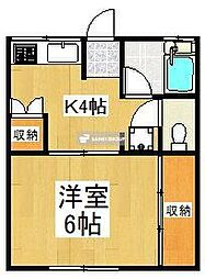 アパートメントひまわり 1階1Kの間取り