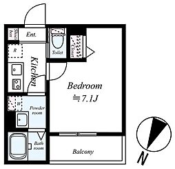 GRADUS狭山ヶ丘II 1階1Kの間取り