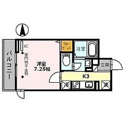 グラナーダ K 3階1Kの間取り