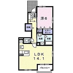 サンパティーク アビテ I 1階1LDKの間取り