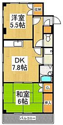 ソレーヌ 2階2DKの間取り