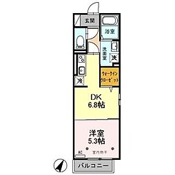 ポルト セレーノ 2階1DKの間取り