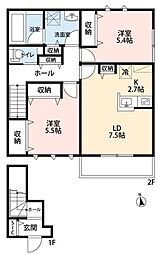 ソワン小手指 2LDKの間取図画像