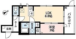 プレジール小手指 1LDKの間取図画像