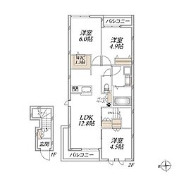ヴィーヴル航空公園 3LDKの間取図画像