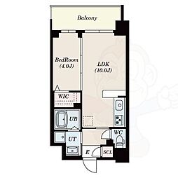 S-RESIDENCE東三国amante 9階1LDKの間取り