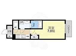 Attirant西三国 4階1Kの間取り