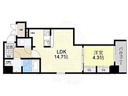 SUNREGIS　NAMBA 8階1LDKの間取り