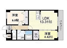 GROOVE豊中レジデンス 2LDKの間取図画像