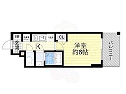 プレサンス塚本アクミリオン 1Kの間取図画像