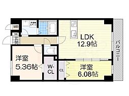 豊中市三和町1丁目マンション 2LDKの間取図画像