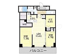 ジオタワー大阪十三 3LDKの間取図画像