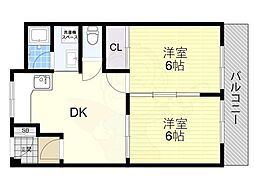 メゾンインペリアル菅本 2DKの間取図画像