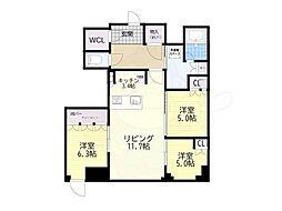 ジオタワー大阪十三 3LDKの間取図画像