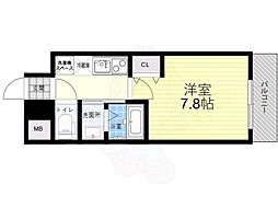 プランドール新大阪ノースレジデンス 1Kの間取図画像