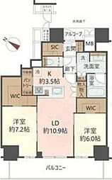 ジオタワー大阪十三 2LDKの間取図画像