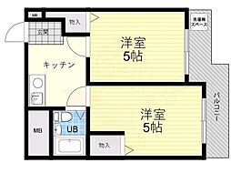 アメニティー新高一番館 2Kの間取図画像