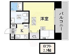 DolceVita新北野 1Kの間取図画像