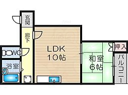 堀内マンション 1LDKの間取図画像