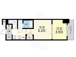 MJC大阪リベルテ 1DKの間取図画像