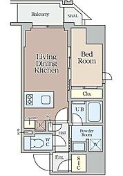 クレストコート堂島 6階1LDKの間取り