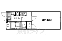 京都地下鉄東西線 東野駅 徒歩20分の賃貸アパート 2階1Kの間取り