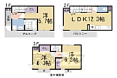 京都市山科区東野百拍子町 3階建 築3年のイメージ