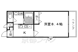JR山陰本線 嵯峨嵐山駅 徒歩7分の賃貸アパート 2階1Kの間取り