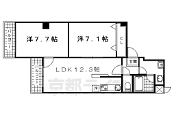 京阪京津線 四宮駅 徒歩21分の賃貸マンション 3階2LDKの間取り