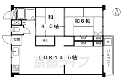 九条住宅ビル　Ａ棟 5階2LDKの間取り