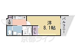 近鉄京都線 桃山御陵前駅 徒歩8分の賃貸アパート 3階1Kの間取り