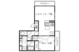 京阪本線 中書島駅 徒歩29分の賃貸アパート 2階1LDKの間取り